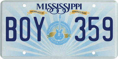 MS license plate BOY359