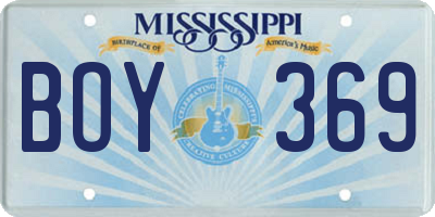 MS license plate BOY369
