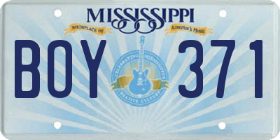 MS license plate BOY371