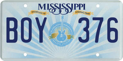 MS license plate BOY376