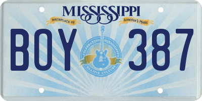 MS license plate BOY387