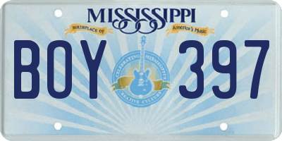 MS license plate BOY397