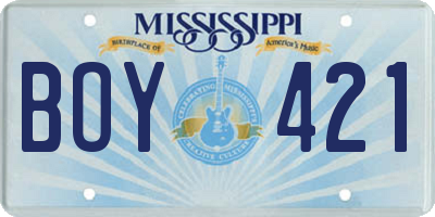 MS license plate BOY421