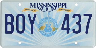 MS license plate BOY437