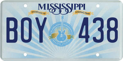 MS license plate BOY438