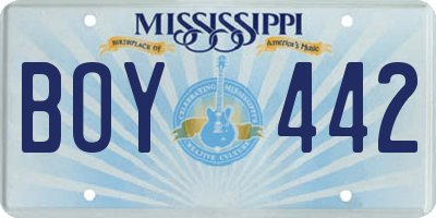 MS license plate BOY442