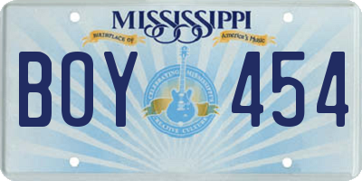 MS license plate BOY454