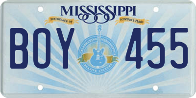 MS license plate BOY455