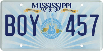 MS license plate BOY457