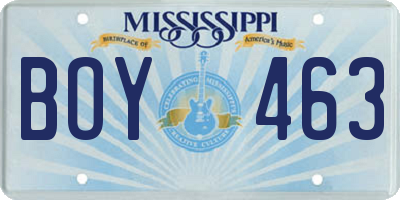MS license plate BOY463