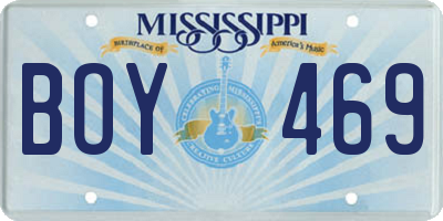 MS license plate BOY469