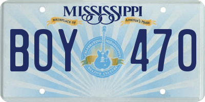 MS license plate BOY470