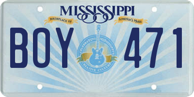 MS license plate BOY471