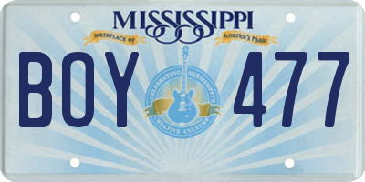 MS license plate BOY477