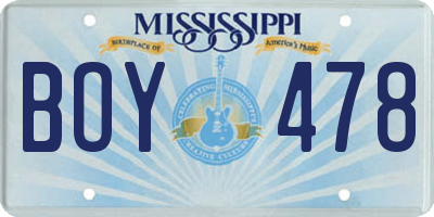 MS license plate BOY478