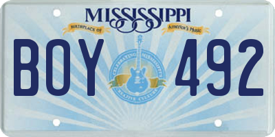 MS license plate BOY492