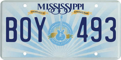 MS license plate BOY493