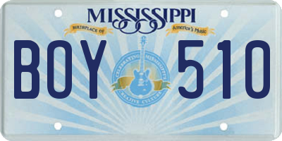 MS license plate BOY510
