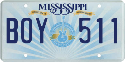 MS license plate BOY511