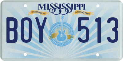 MS license plate BOY513