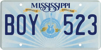 MS license plate BOY523