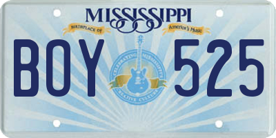 MS license plate BOY525