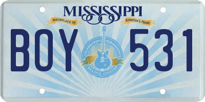 MS license plate BOY531