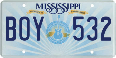 MS license plate BOY532