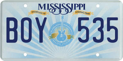 MS license plate BOY535