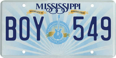 MS license plate BOY549