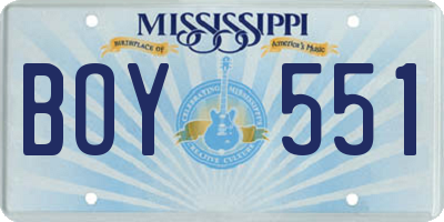 MS license plate BOY551