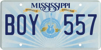 MS license plate BOY557