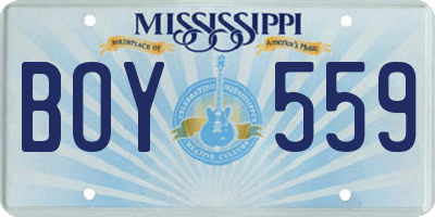 MS license plate BOY559