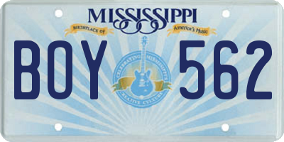 MS license plate BOY562