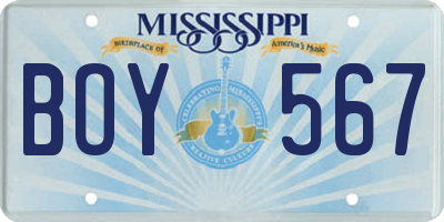 MS license plate BOY567