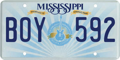 MS license plate BOY592