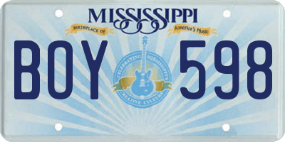 MS license plate BOY598