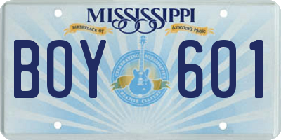 MS license plate BOY601