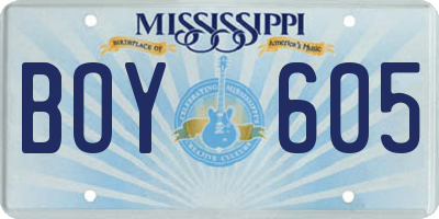 MS license plate BOY605