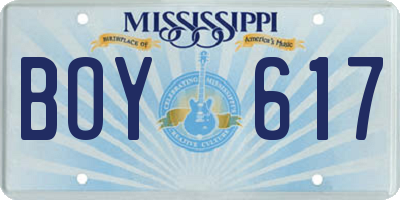 MS license plate BOY617