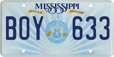 MS license plate BOY633