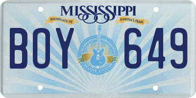 MS license plate BOY649