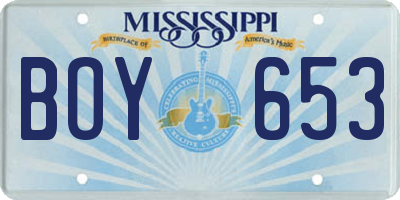 MS license plate BOY653