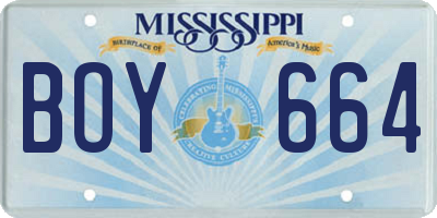 MS license plate BOY664