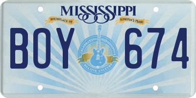 MS license plate BOY674