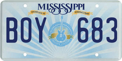 MS license plate BOY683