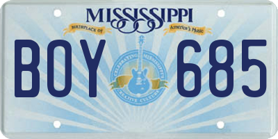 MS license plate BOY685