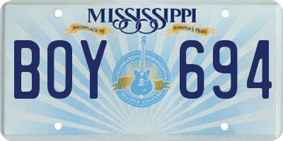 MS license plate BOY694