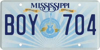 MS license plate BOY704