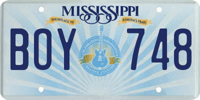MS license plate BOY748